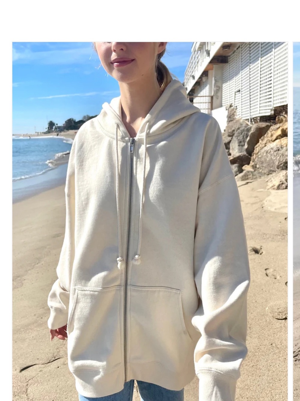 Brandy Melville Butter Yellow Zip-Up Christy Hoodie - Picture 2 of 8